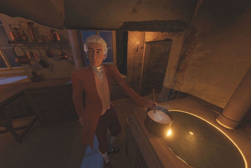 Residenzschloss Ludwigsburg, Küche, virtuelles Modell mit Figur