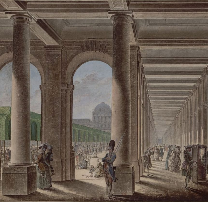 Image: Watercolor of the Palais Royal, after 1780.